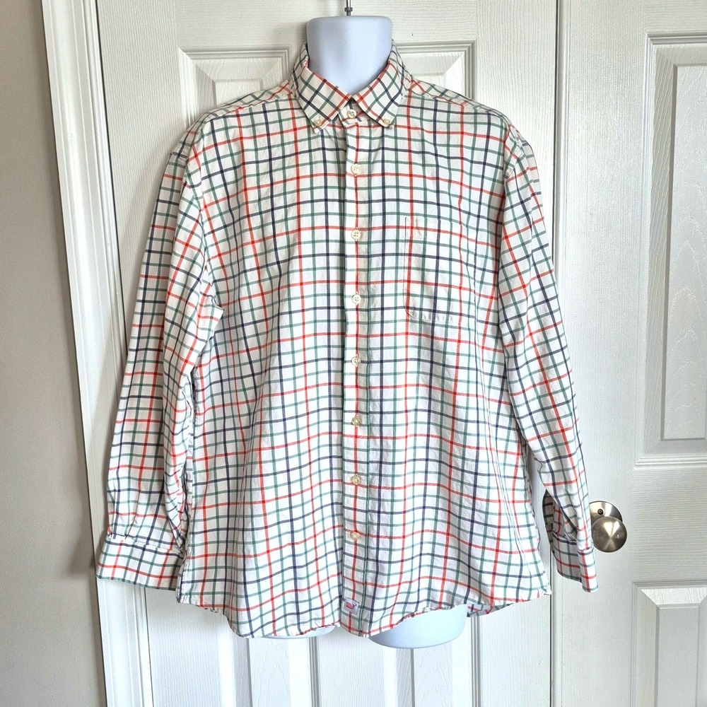 Vineyard Vines‎ off-white plaid long sleeve Murray dress shirt mens large